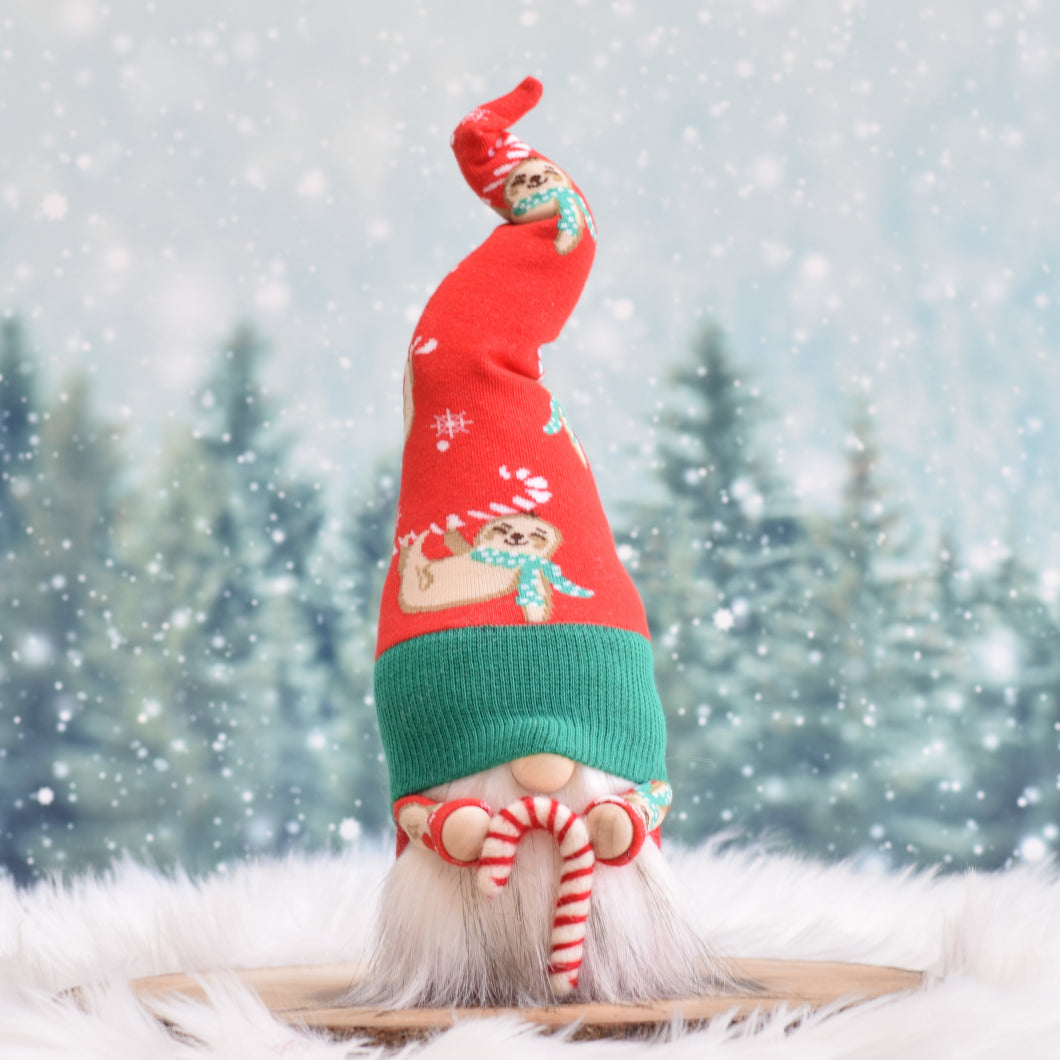 Sloth Candy Cane Holiday Gnome