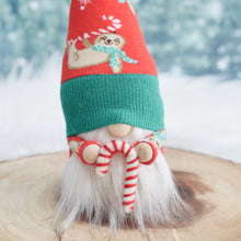 Load image into Gallery viewer, Sloth Candy Cane Holiday Gnome
